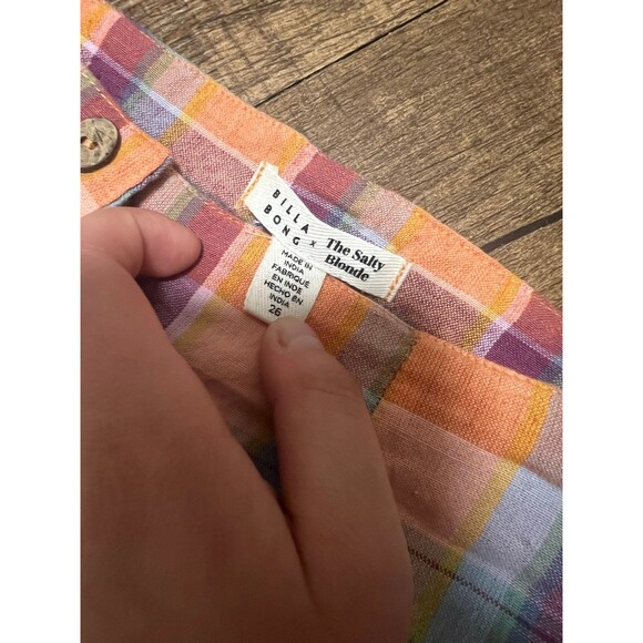 Billabong x salty blonde break linen plaid pants - Picture 2 of 2